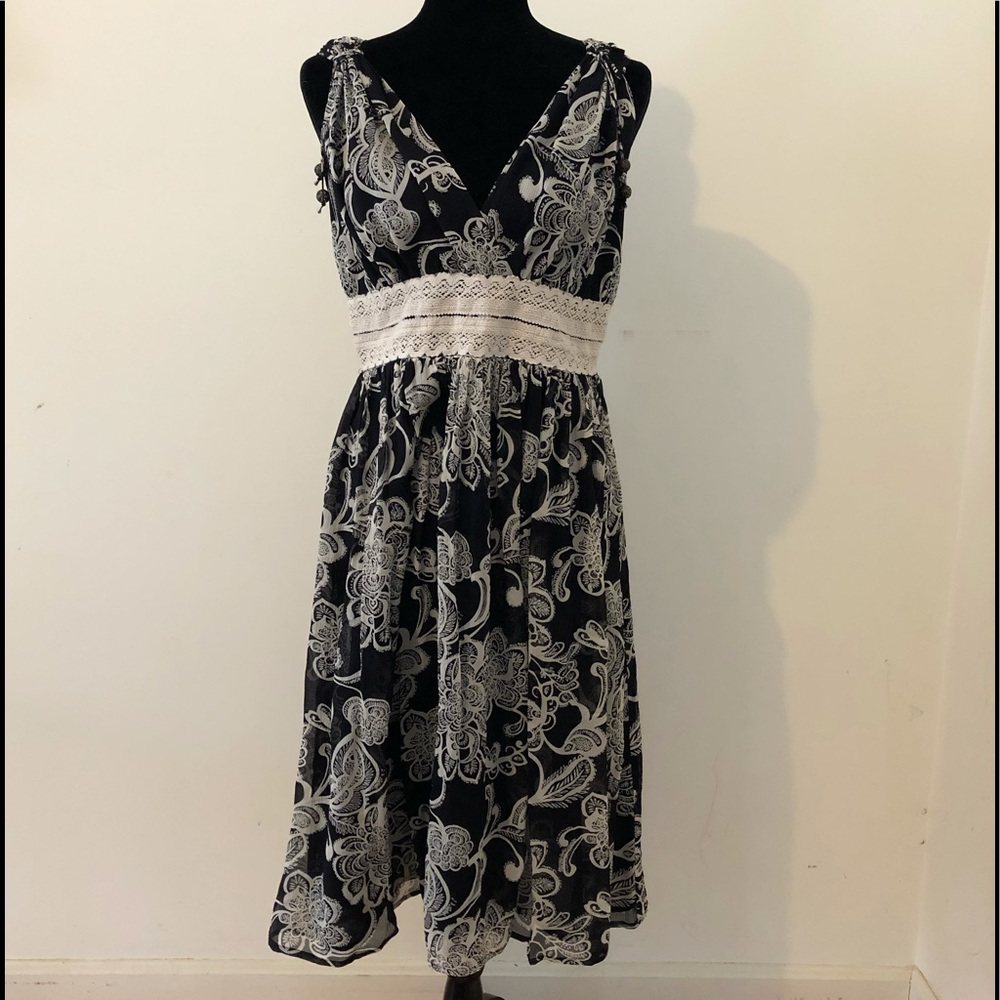 Oscar De La Renta Dress Black Floral Lace Party 8 - Picture 1 of 8